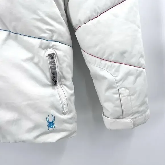 Spyder White & Multi-Colored Winter Snow Ski Jacket Girls Kids Size 18 - Picture 3 of 11